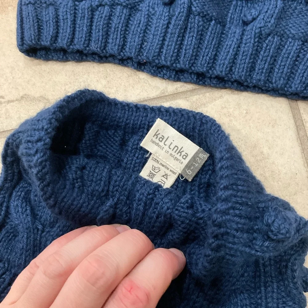 Kalinka Blue Knit Sweater and Shorts Set for Kids